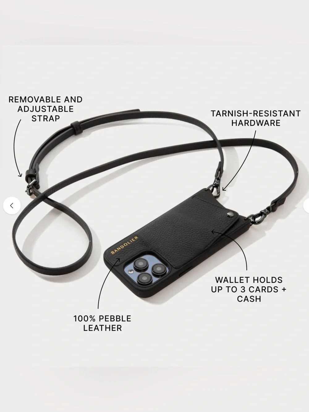 Bandolier Emma Pebble Leather Crossbody Phone Case + Expanded Pouch